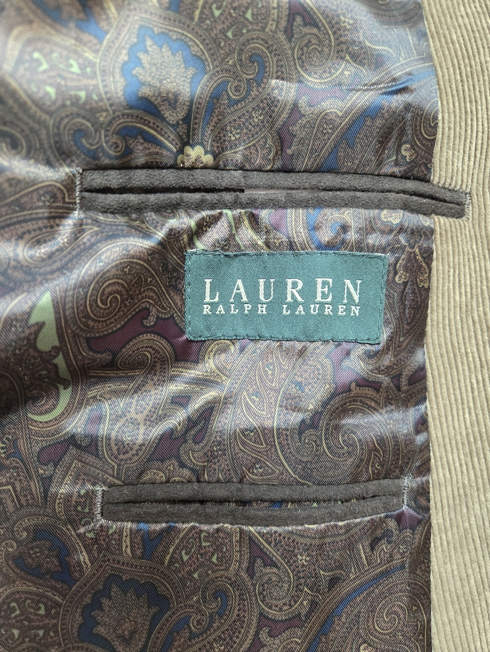 Lauren Ralph Lauren Curduroy Blazer Men's 52L Brown Sports Coat Elbow Patch 90s - Picture 10 of 13